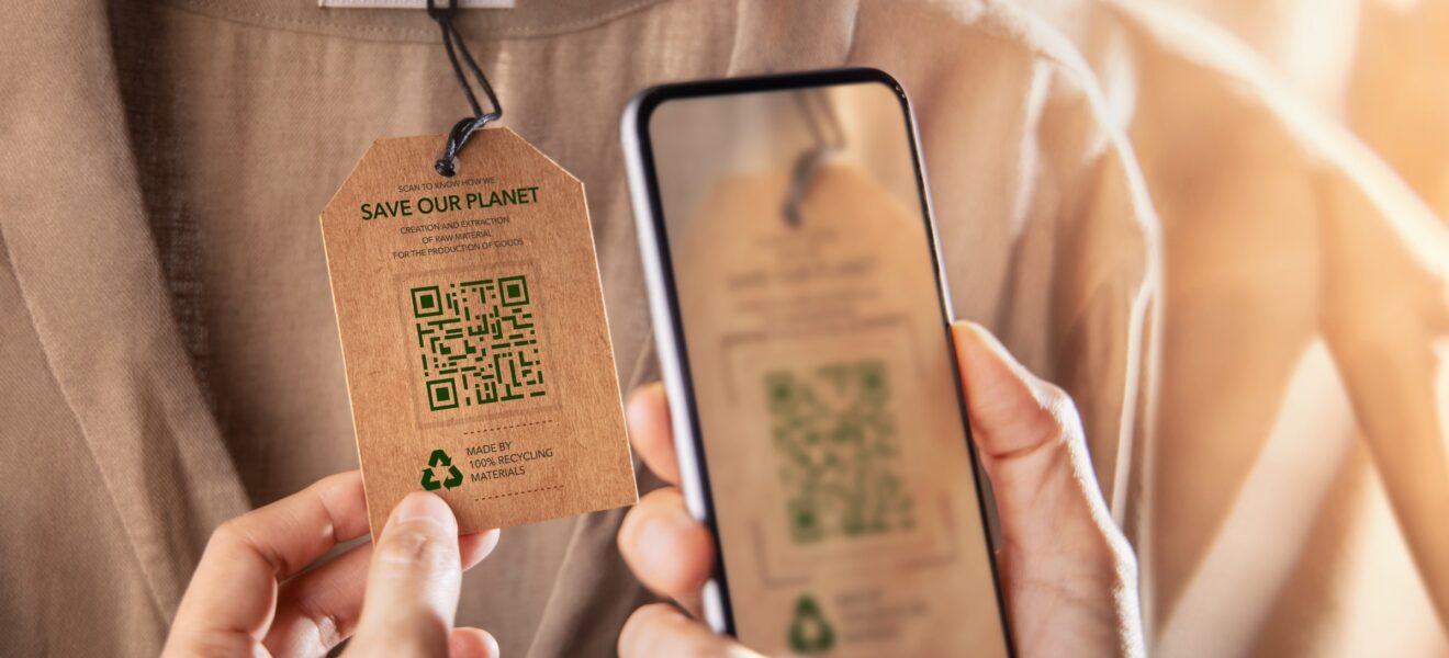 Label für Ökodesign mit QR Code Scan